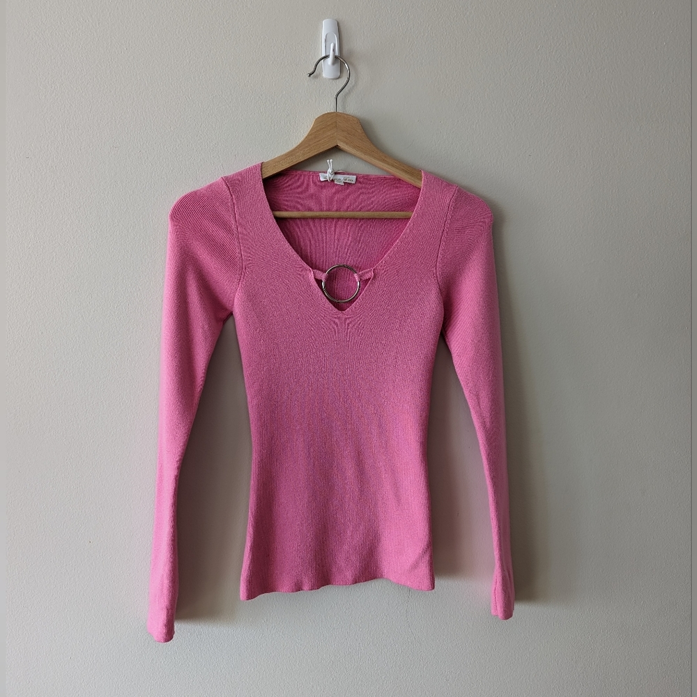 Minnie Rose Pink V-Neck Sweater